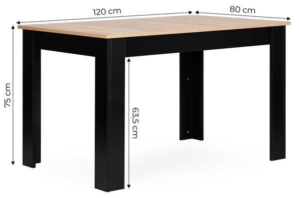 ModernHome Jedálenský stôl pre 4 osoby 120x80 cm - dub sonoma ModernHome