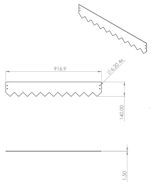 Modo Záhradný obrubník 92 × 14 cm, corten CORGARDEN 1022