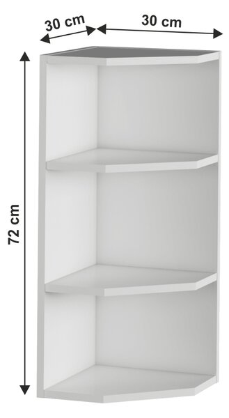NovýNábytok.sk Horný kuchynský regál, rohový Janne Typ 3 (biela). Vlastná spoľahlivá doprava až k Vám domov. 1021185