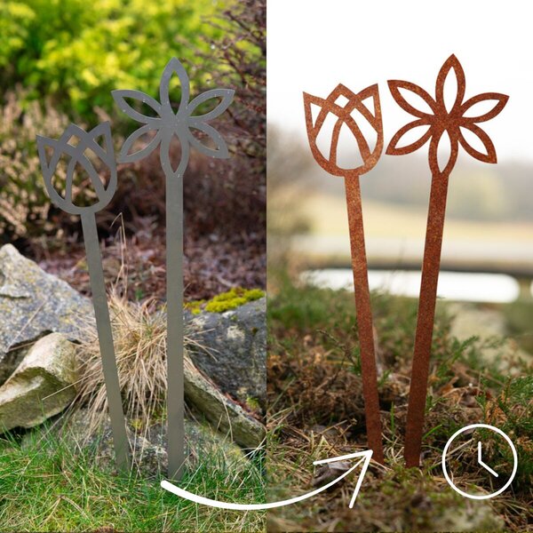Záhradná dekorácia kvet 3, 68 x 16 cm, corten CORGARDEN 1056