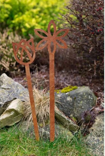 Záhradná dekorácia kvet 3, 68 x 16 cm, corten CORGARDEN 1056
