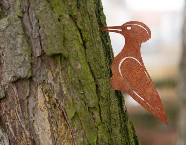 Záhradná dekorácia ďateľ 28 × 18 cm, corten CORGARDEN 1047