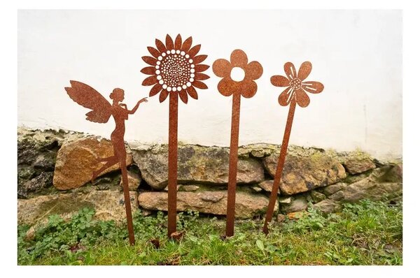 Záhradná dekorácia slnečnica 70 x 20 cm, corten CORGARDEN 1052