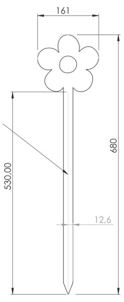 Záhradná dekorácia kvet 2, 68 x 16 cm, corten CORGARDEN 1054