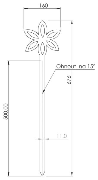 Záhradná dekorácia kvet 3, 68 x 16 cm, corten CORGARDEN 1056