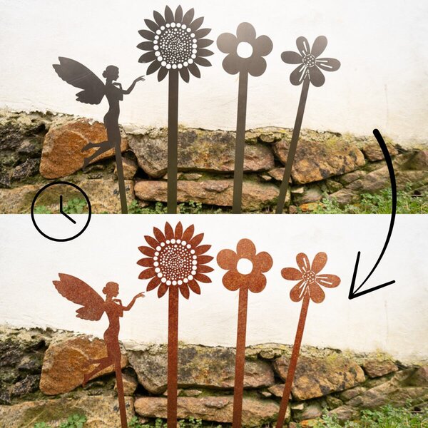 Záhradná dekorácia slnečnica 70 x 20 cm, corten CORGARDEN 1052