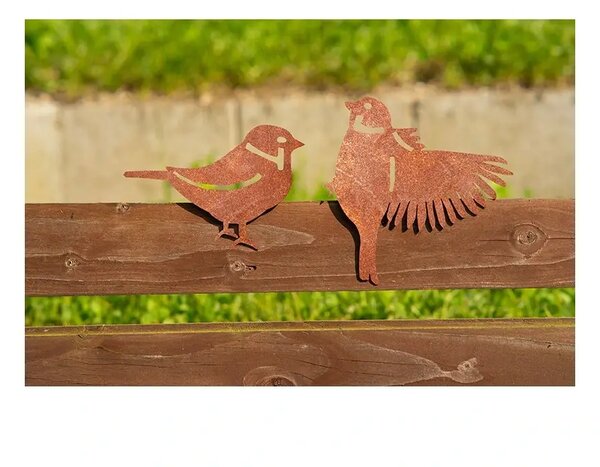 Záhradná dekorácia vrabec 2, 15 x 16 cm, corten CORGARDEN 1058