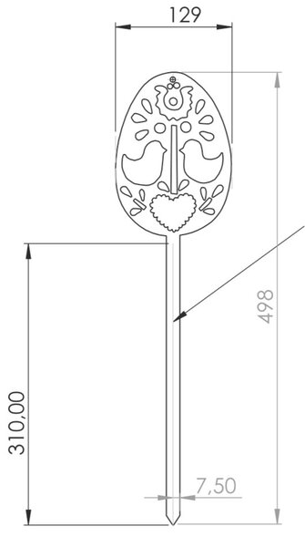 Záhradná dekorácia veľkonočné vajíčko 1, 51 x 14 cm, corten CORGARDEN 1063