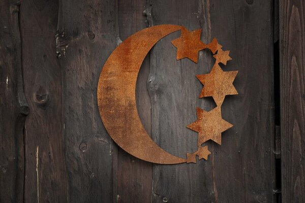 Záhradná dekorácia mesiac 31 × 31 cm, corten CORGARDEN 1067