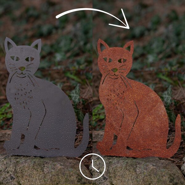 Záhradná dekorácia mačka 37 × 21 cm, corten CORGARDEN 1069