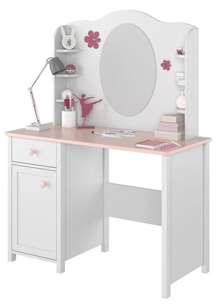 Mirjan24 PC stolík Luna LN03 + Nadstavba Luna LN06, Farby: biela / ružová + biela 5902928146288