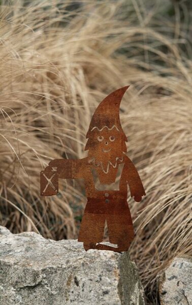 Záhradná dekorácia trpaslík 37 × 19 cm, corten CORGARDEN 1070