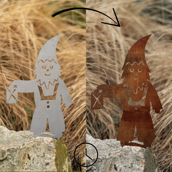 Záhradná dekorácia trpaslík 37 × 19 cm, corten CORGARDEN 1070