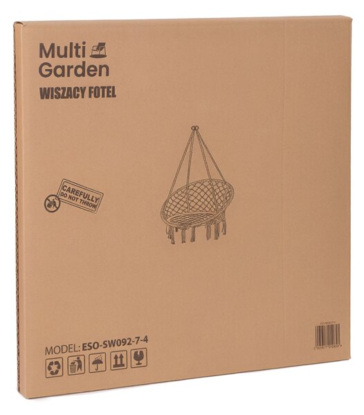 MultiGarden Závesné boho záhradné kreslo - sivé MultiGarden