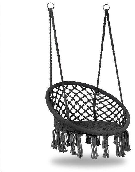 MultiGarden Závesné boho záhradné kreslo - sivé MultiGarden