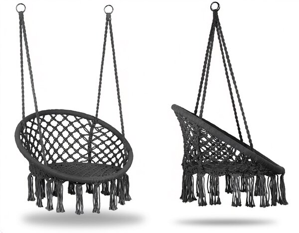 MultiGarden Závesné boho záhradné kreslo - sivé MultiGarden
