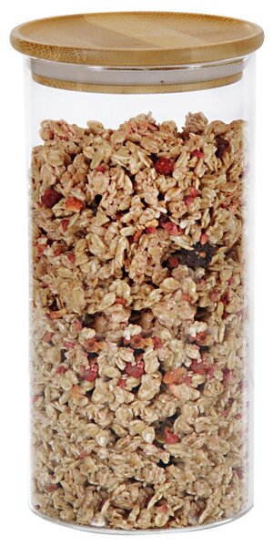 Skladovacia nádoba, Ø 10 cm, 1200 ml, sklo/bambus KESPER 38010