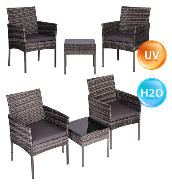 Súprava záhradného nábytku z technorattanu 2 stoličky stôl sivý MultiGarden