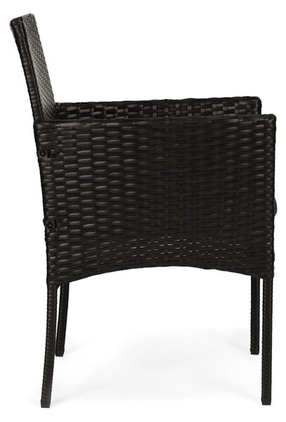 Technorattanový záhradný nábytok set 2 stoličky stôl čierny MultiGarden