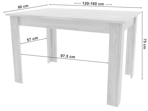 LEOBERT Jedálenský stôl 120-160x80 cm – dubový drevený