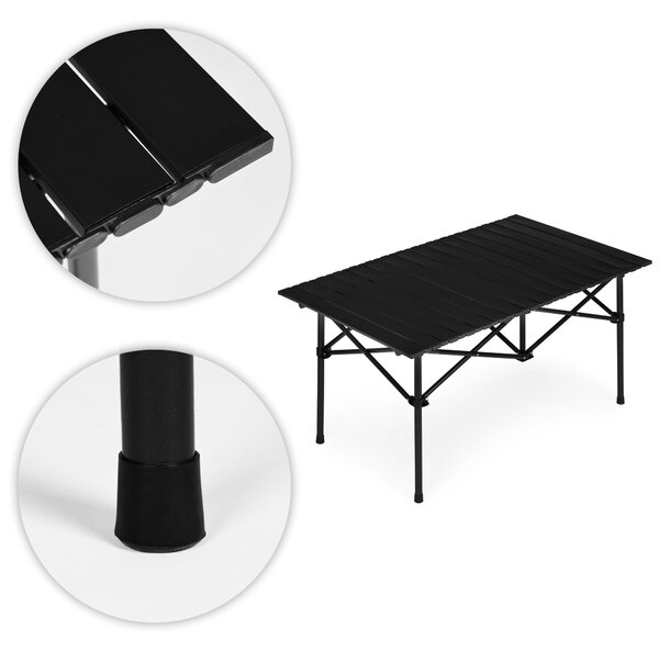 MultiGarden Turistický skladací stôl 95x55 cm s taškou - čierny MultiGarden