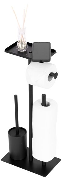 Kúpeľňový držiak toaletného papiera Držiak na toaletnú kefu čierny ModernHome