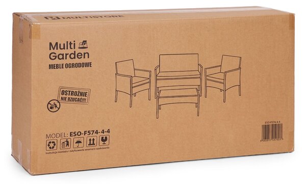 MultiGarden Súprava záhradného nábytku - rattanový sivý MultiGarden