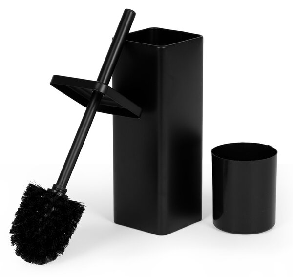 Kúpeľňový stojan na toaletný papier s držiakom a WC kefou čierny ModernHome