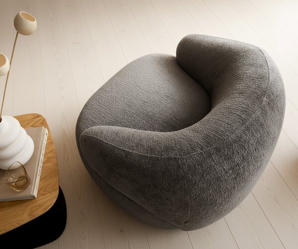 DELIFE Lounge kreslo Nova 88x88 cm bouclé mäkký tmavobéžová