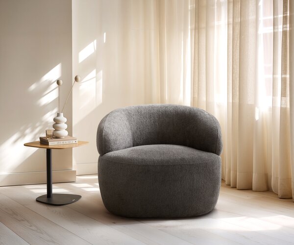DELIFE Lounge kreslo Nova 88x88 cm bouclé mäkký tmavobéžová