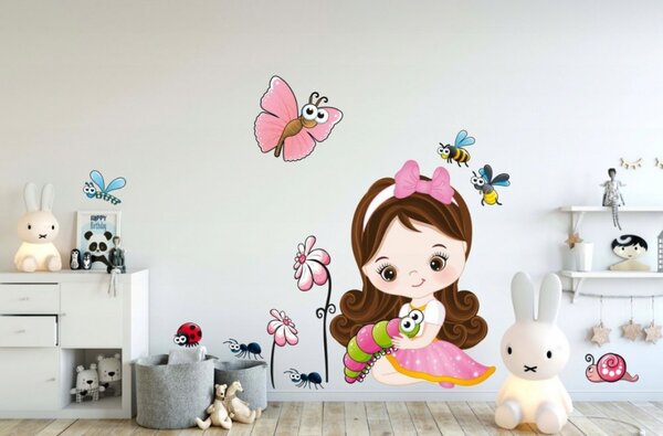 Krásna detská nálepka na stenu s motívom dievčatka 60 x 120 cm