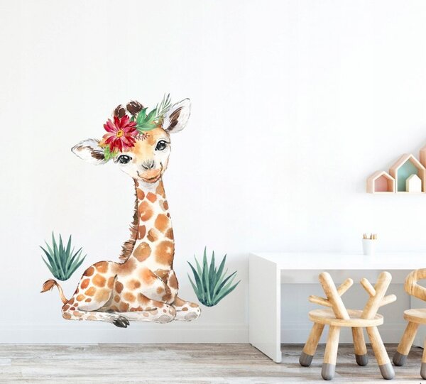 Roztomilá farebná nálepka na stenu s motívom Žirafa
