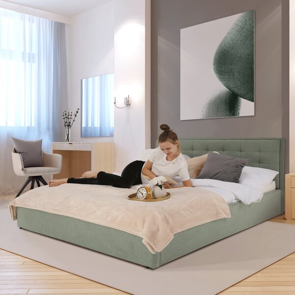 NovýNábytok.sk Manželská posteľ 160 cm Essie (s roštom) (mentolová). Vlastná spoľahlivá doprava až k Vám domov. 1021283