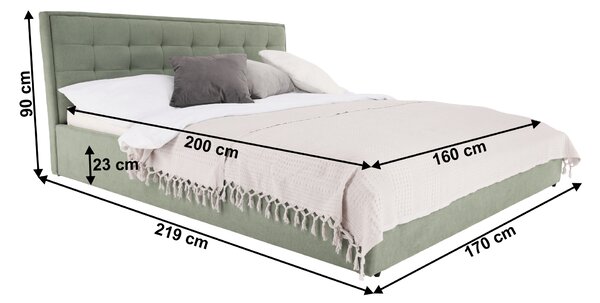 NovýNábytok.sk Manželská posteľ 160 cm Essie (s roštom) (mentolová). Vlastná spoľahlivá doprava až k Vám domov. 1021283