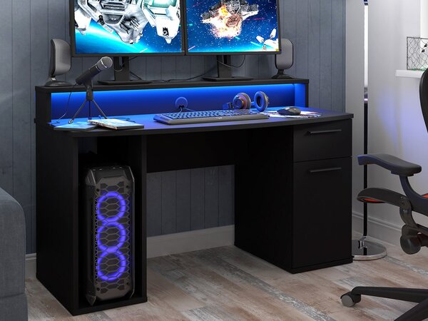Mirjan24 PC stôl s Ayo LED osvetlením, Farby: čierny mat 5903211080609