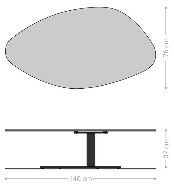 DELIFE Konferenčný stolík Edge organický 140x76 cm keramika Laminam® Noir Desir hnedý Vibany kov čierna