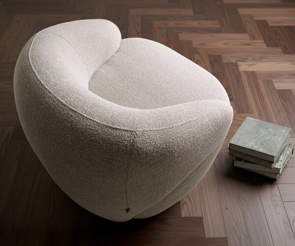 DELIFE Lounge kreslo Nova 88x88 cm tkanina mäkký béžová