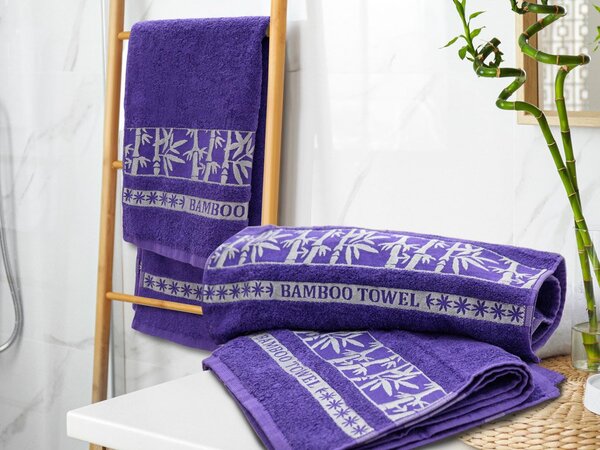 1x osuška BAMBOO fialová + 2x uterák BAMBOO fialový