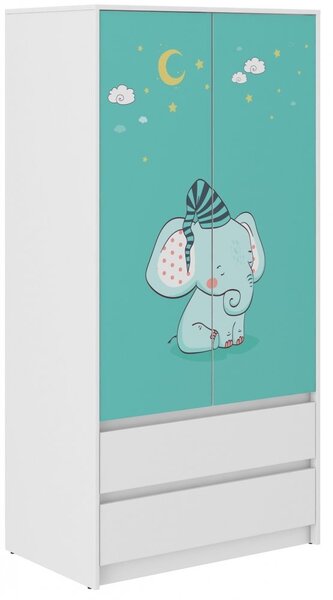 Detská šatníková skriňa s rozkošným sloníkom 180x55x90 cm