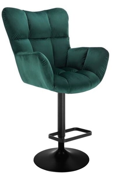 LuxuryForm DESIGN Barové kreslo AURORA VELUR na čiernom tanieri - zelené
