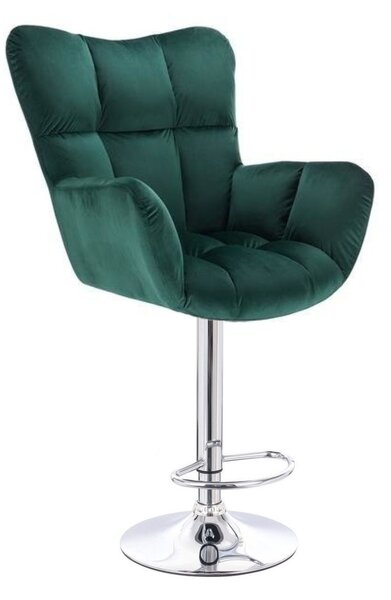 LuxuryForm DESIGN Barové kreslo AURORA VELUR na striebornom tanieri - zelené