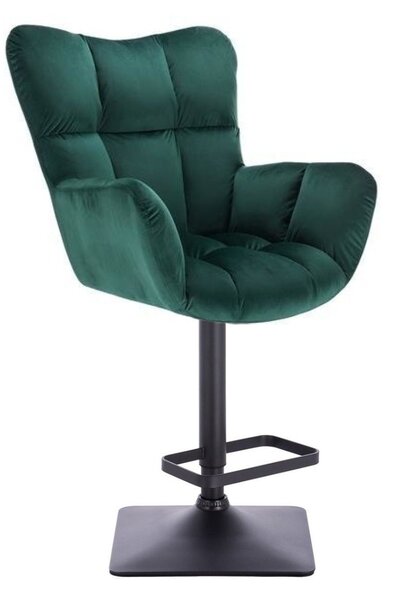LuxuryForm DESIGN Barové kreslo AURORA VELUR na čiernej hranatej podstave - zelené
