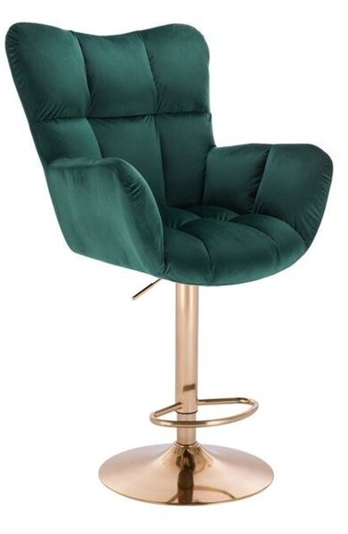 LuxuryForm DESIGN Barové kreslo AURORA VELUR na zlatom tanieri - zelené