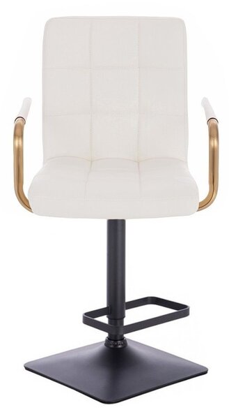 LuxuryForm DESIGN Barová stolička VERONA GOLD na čiernej hranatej základni - biela
