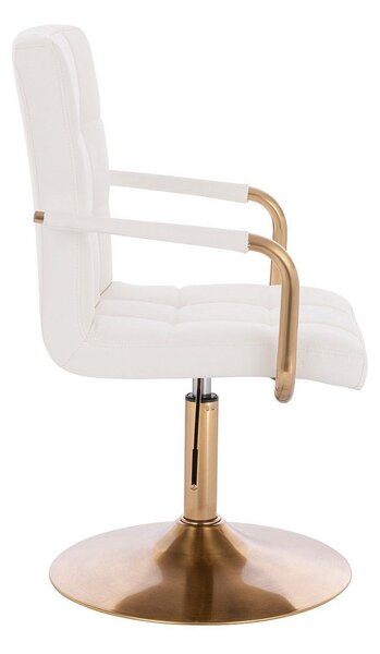 LuxuryForm DESIGN Stolička VERONA GOLD na zlatom tanieri - biela