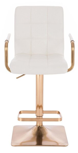 LuxuryForm DESIGN Barová stolička VERONA GOLD na zlatej hranatej základni - biela