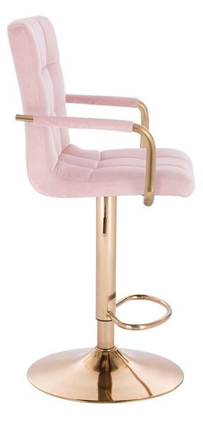 LuxuryForm DESIGN Barová stolička VERONA GOLD VELUR na zlatom tanieri - ružová