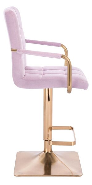 LuxuryForm DESIGN Barová stolička VERONA GOLD VELUR na zlatej hranatej podstave - levanduľa