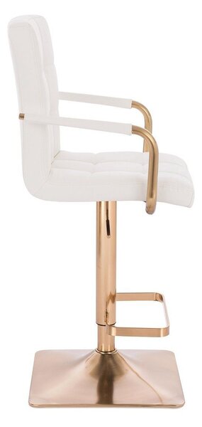 LuxuryForm DESIGN Barová stolička VERONA GOLD na zlatej hranatej základni - biela