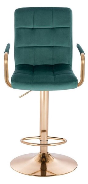 LuxuryForm DESIGN Barová stolička VERONA GOLD VELUR na zlatom tanieri - zelená